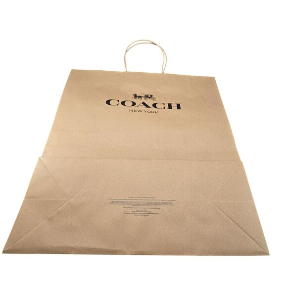 Coach New York Large Brown Paper Shopping Bag With Twisted Handles vr1034 - Picture 3 of 4